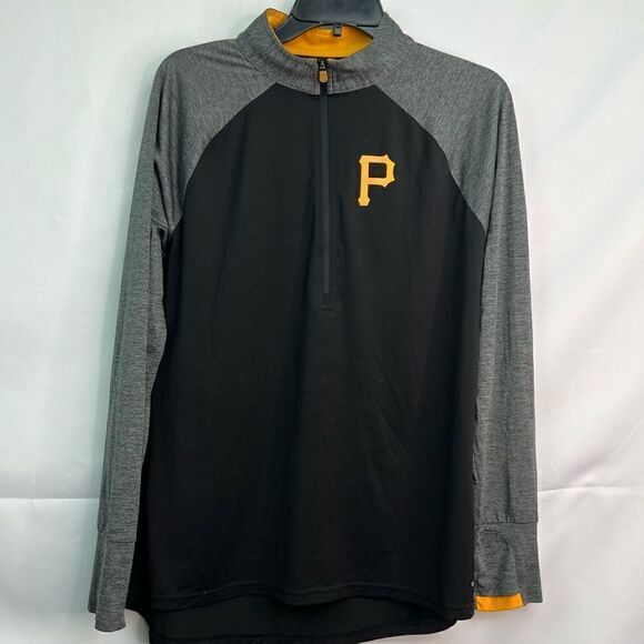 Majestic Cool Base Layer Black and Gray quarter zip Pittsburgh Pirates shirt - Picture 1 of 10